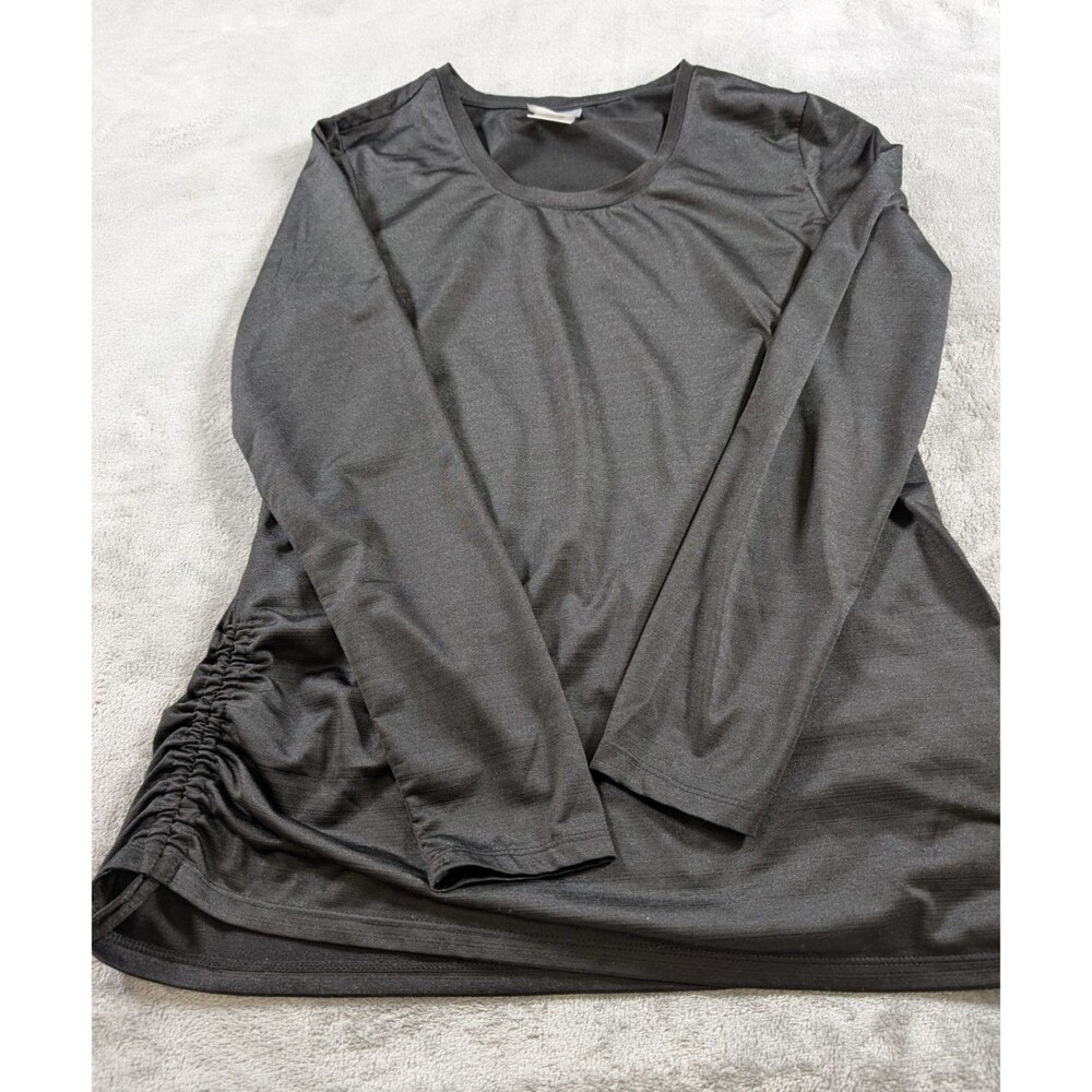 Danskin Now Top Womens L Black Long Sleeve Cinched Side Athleisure Pullover - Picture 3 of 7